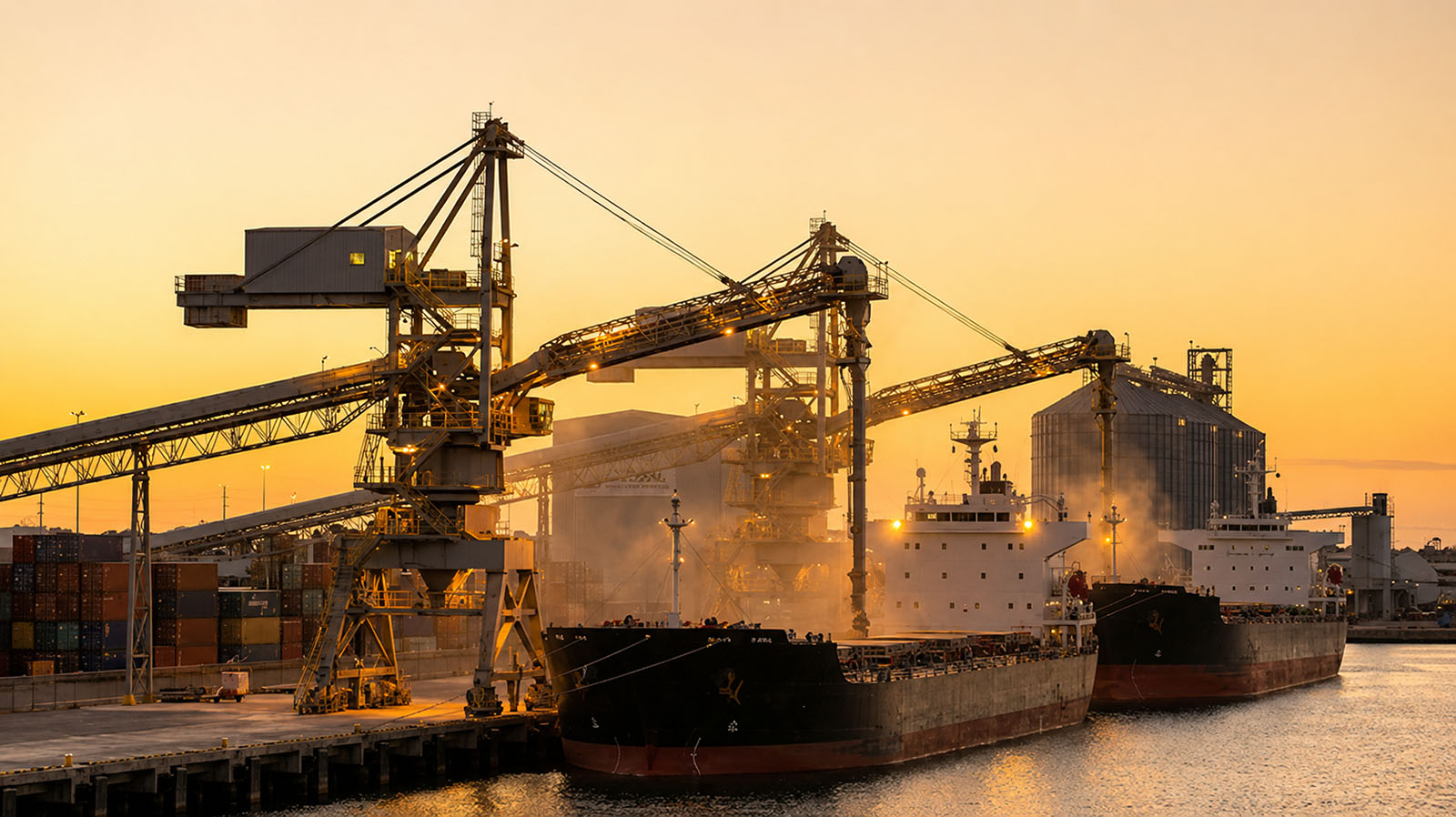 Industriehafen mit Getreidelogistik für Agrarprodukte